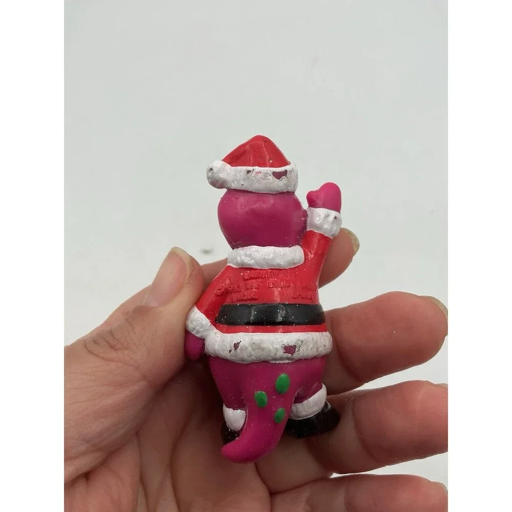 Vintage Barney Santa Christmas PVC Figure Ornament 1993 Lyons Group Holiday Toy